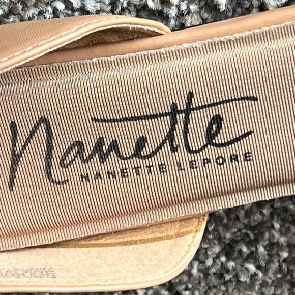 Nanette Lepore Flats Shoes Womens 8.5 Tan Woven Faux Leather Slip On Pointy - Picture 13 of 16